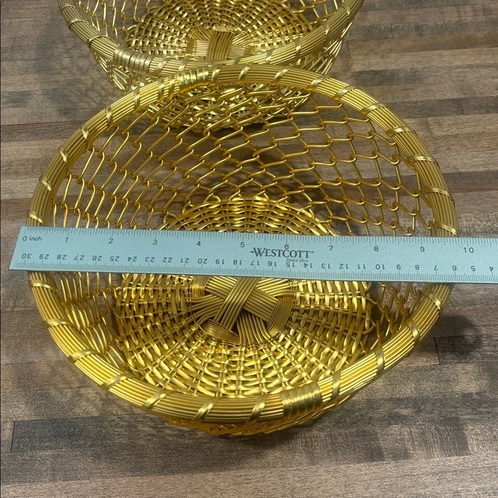 MCM ~ Gold Decorative Woven Metal Bowl Set - Vintage - Picture 5 of 12
